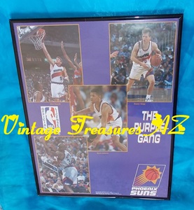 Image for Phoenix Suns The Purple Gang Framed NBA Poster Montage/Collage Vintage ca 1992-1993 Basketball Season - Featuring Team Players: Danny Ainge, Charles Barkley, Kevin Johnson, Dan Majerle <b><span style='color:red'> USPS STANDARD POST SHIPPING INCLUDED – DOMESTIC ORDERS ONLY!</span></b><span style='color:purple'>
